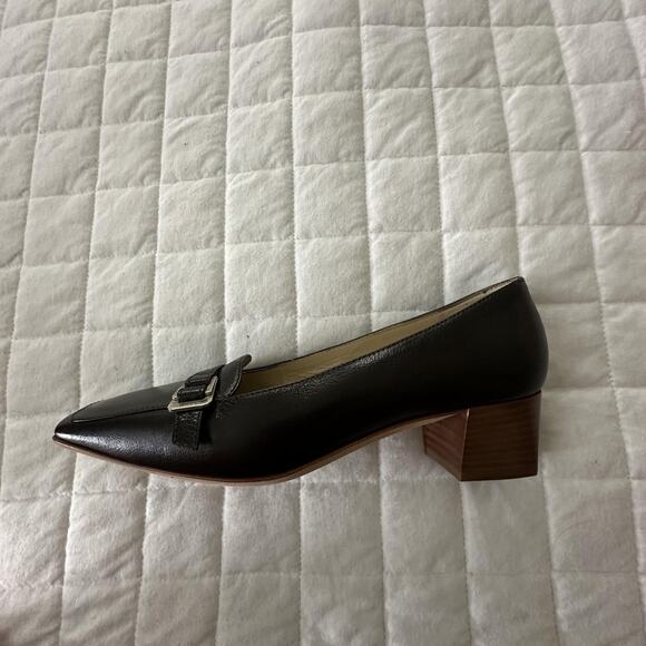 BRUNO MAGLI Pump Womens 37 US 6.5 Black Leather Square Toe Buckle Block Heel - Picture 12 of 15